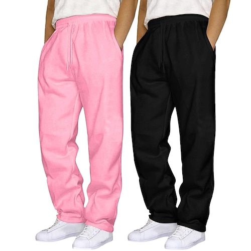 Herren Jogginghose Fleecehose Jogginghose mit weitem Bein Hose Gerade geschnittene Sweatpants Kordelzug Elastischer Bund Mehrfachpackung Einfach Atmungsaktiv Volle Länge Sport im Freien Lässig Täglich Image