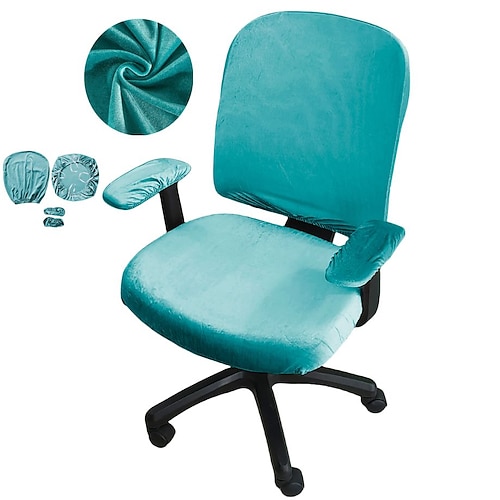 4-teiliges Set Bürostuhlbezug, einziehbarer Stuhlsitzbezug, drehbarer Büro-Armlehnenbezug (Rückenlehnenbezug, Sitzkissenbezug, 2 Armlehnenbezüge) Image