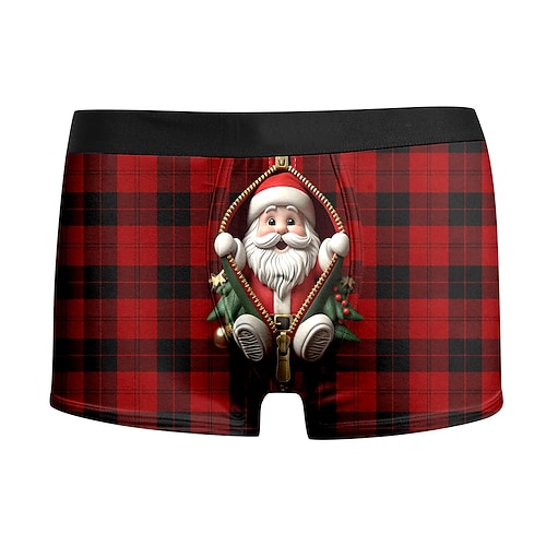 Weihnachten Kurze Boxershorts Unterwäsche Weihnachtsgeschenk Weihnachtsmann Grafik Neuartige Komisch für Herren Erwachsene 3D-Druck für Weihnachten Karneval Neujahr Party Image