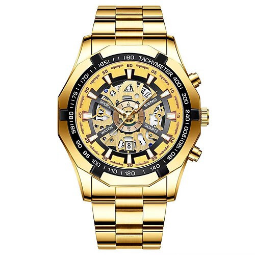 1 original Business-Stil Legierung Armband modische Herren Uhr mit IPX7 Wasserbeständigkeit leuchtendem Kalender Display Quarz Uhr lässig trendy und sportlich Herren Armbanduhr