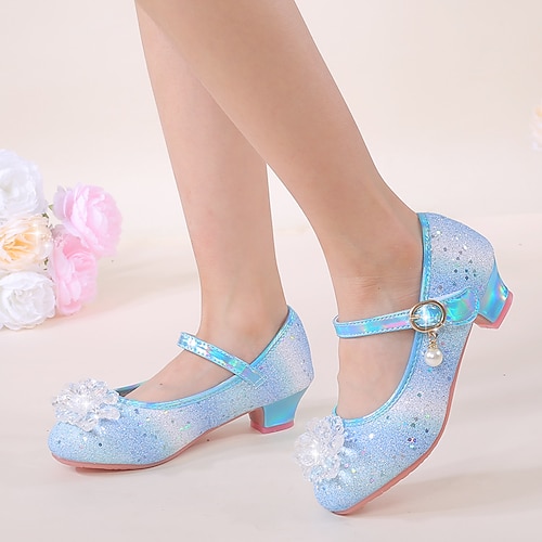 Glitzernde Mary-Jane-Schuhe für Mädchen mit Schleife und Perlen – Regenbogenfarben, bequemer Absatz Image