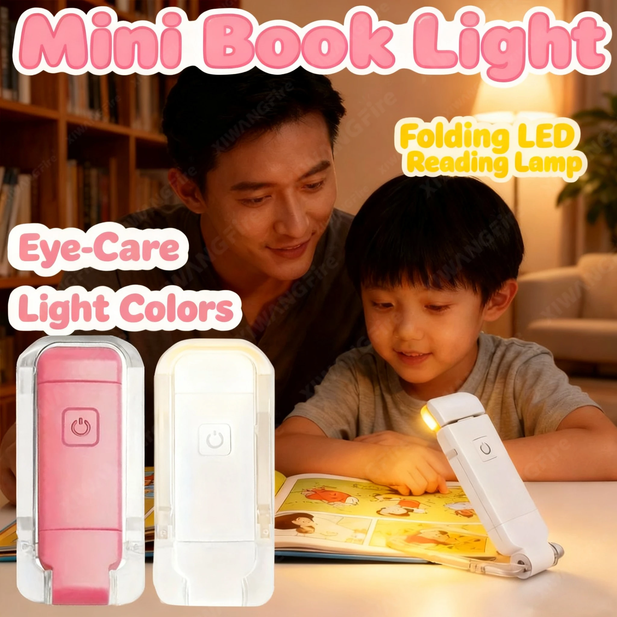 Mini-Klapp-LED-Leselampe für Studenten, 3 Augenpflegefarben, USB-Aufladung, Buchclip – leicht, für Wohnheim/Arbeitszimmer, einfache Aufbewahrung