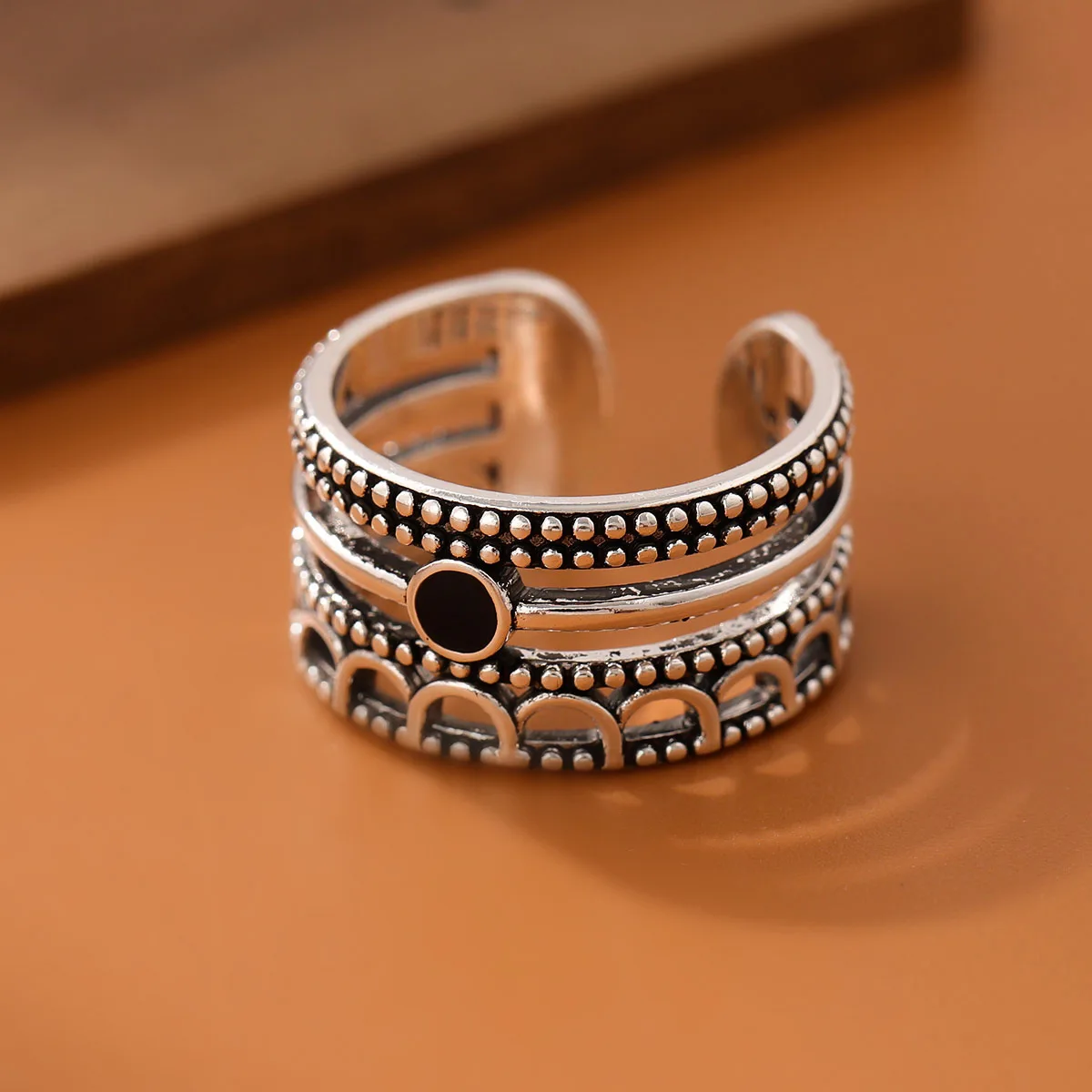 Neue Temperament Multi-schicht Wellenförmige Blume Linie 925 Sterling Silber Schmuck Persönlichkeit Twist Epoxy Exquisite Öffnung Ringe R319 Image