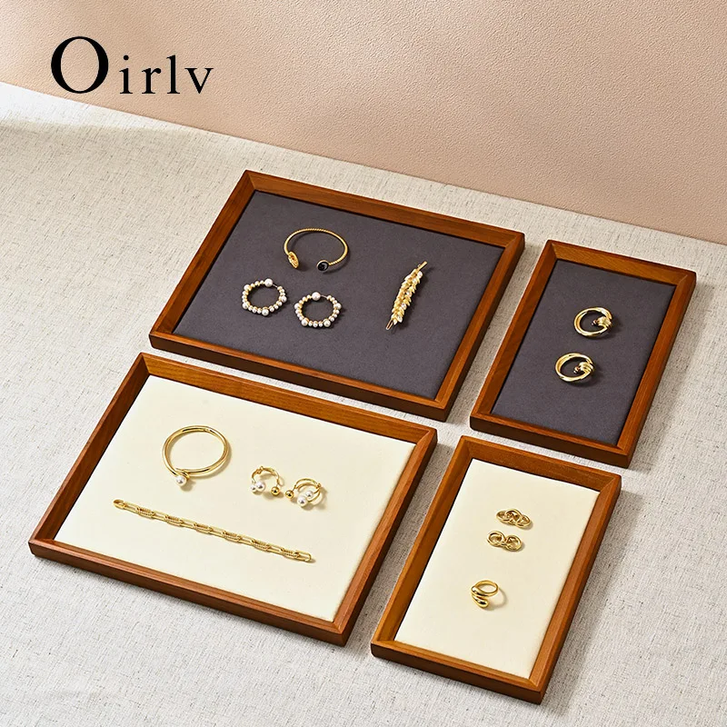 Oirlv Wooden Jewelry Organizer Tray Jewelry Ring Bracelet Necklace Viewing Tray Watch Jewelry Display Tray Jewelry Storage Plate
