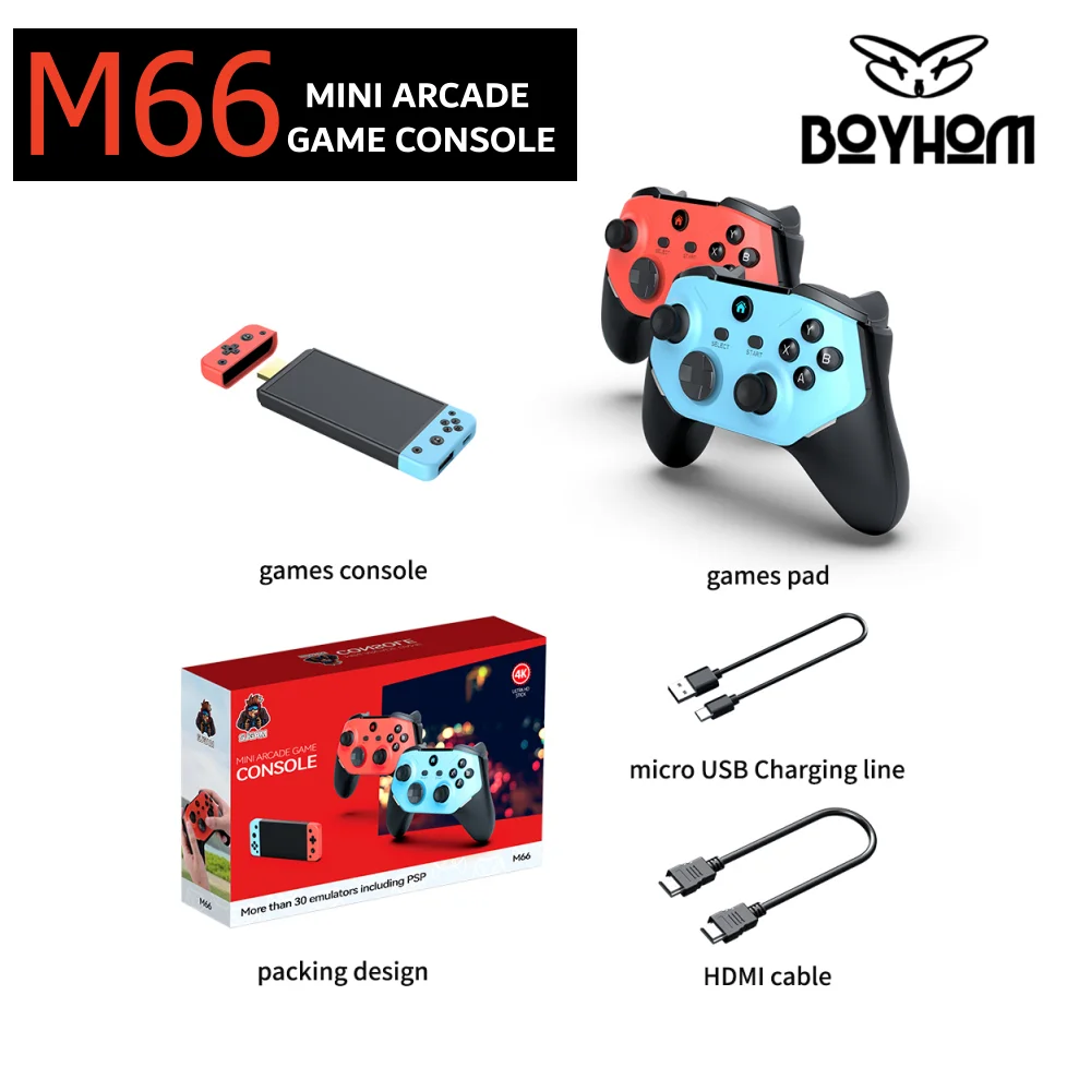 2025 Mini Arcade Game Console M66 64G 20000+games 4K 3D Open Source Video Game Console for PSP N64 Simulator