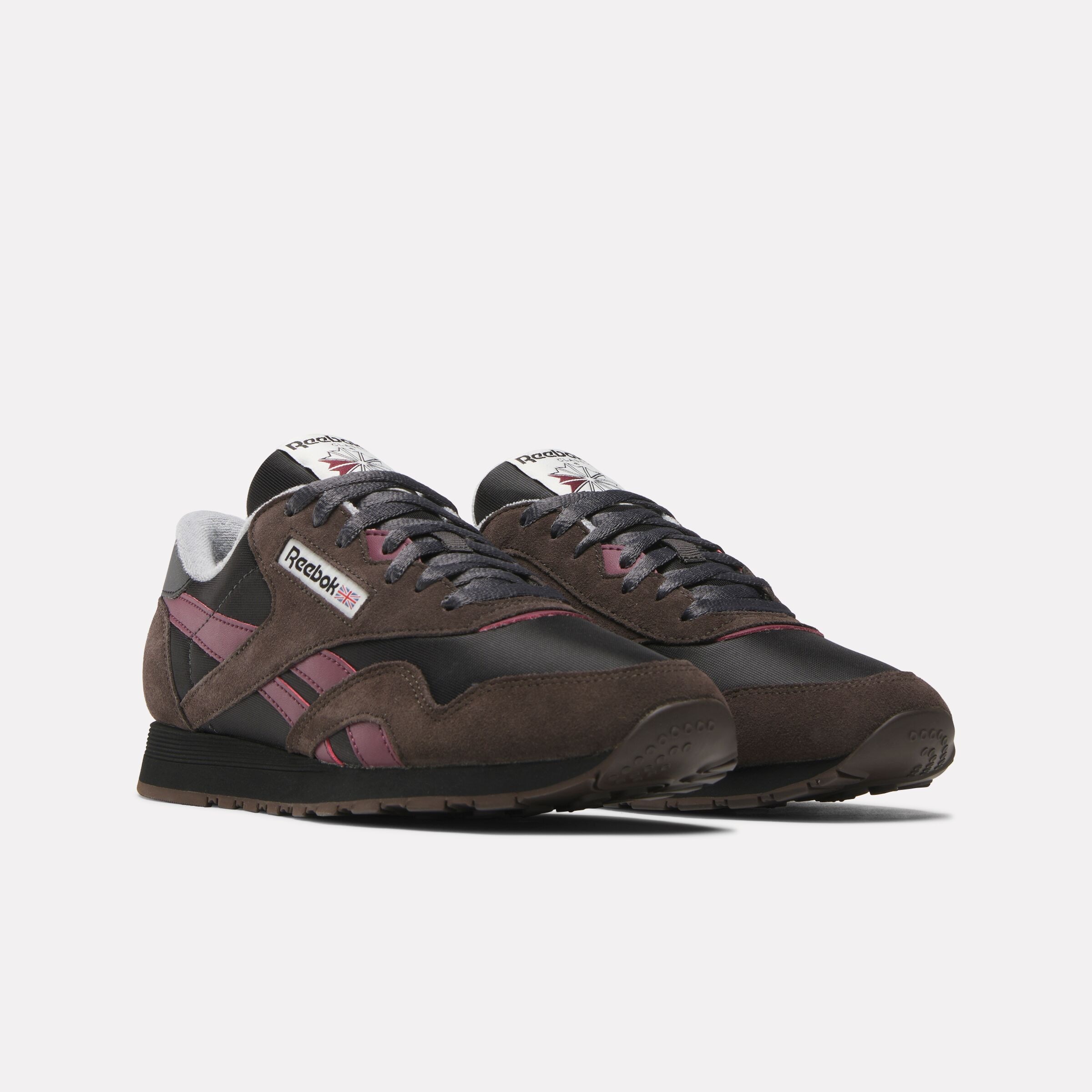 Sneaker REEBOK CLASSIC "CLASSIC NYLON", Damen, Gr. 42, washed schwarz, schwarz, schwarz cherry, Leder, Synthetik, Textil, Schuhe Sneaker