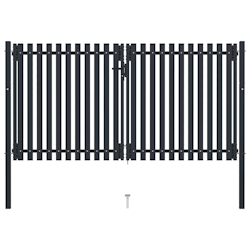 vidaXL Doppelflügel Zauntor Stahl 306x220 cm Anthrazit Image