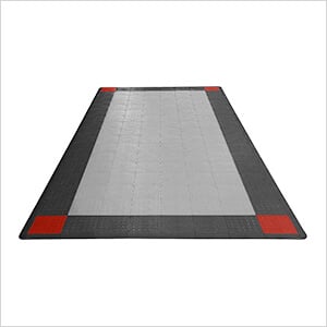 Swisstrax Diamondtrax Home Single Car Garage Floor Tile Mat (Pearl Silver / Jet Black / Racing Red)