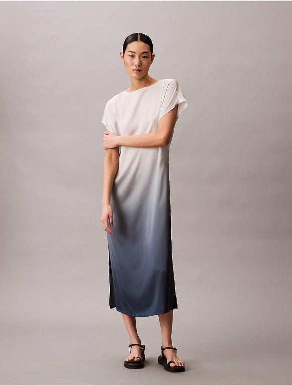 Gradient Satin Midi Dress - Pink - Calvin Klein Dresses