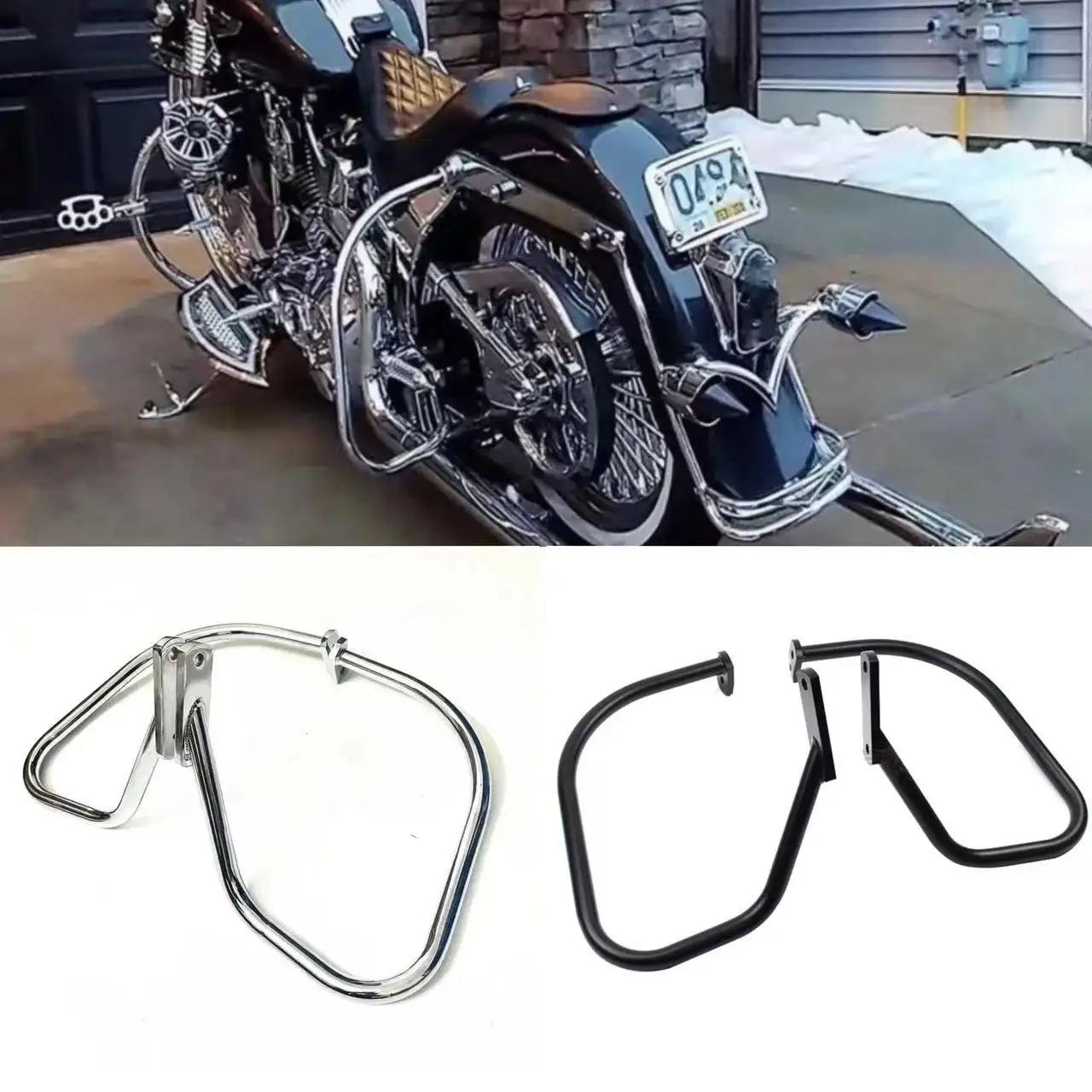 Schutz Sturzbügel hinten Satteltaschenschutz für Harley 2000–2017 Softail Heritage Springer 00–17 FLST FLSTC 00–05 FXST FXSTB Image