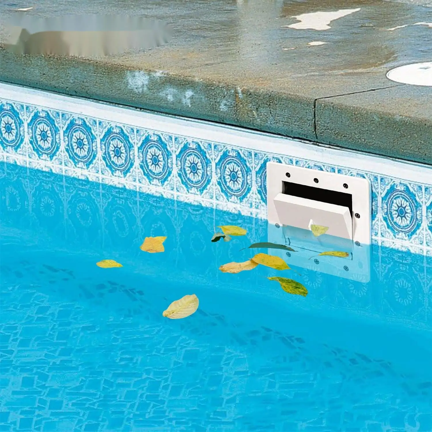 Kit d'écumoire de piscine hors sol, écumoire murale standard, écumoire murale de piscine, système complet de boîte d'écumoire de piscine hors sol (Whi