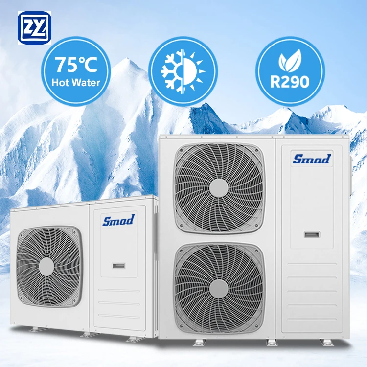 Einzelne Wärmepumpe 9KW 16KW 18KW Haushaltsheizung Kühlung R290 Wärmepumpe 220V/240V Maximaler Warmwassertemperatur75 ℃ Image