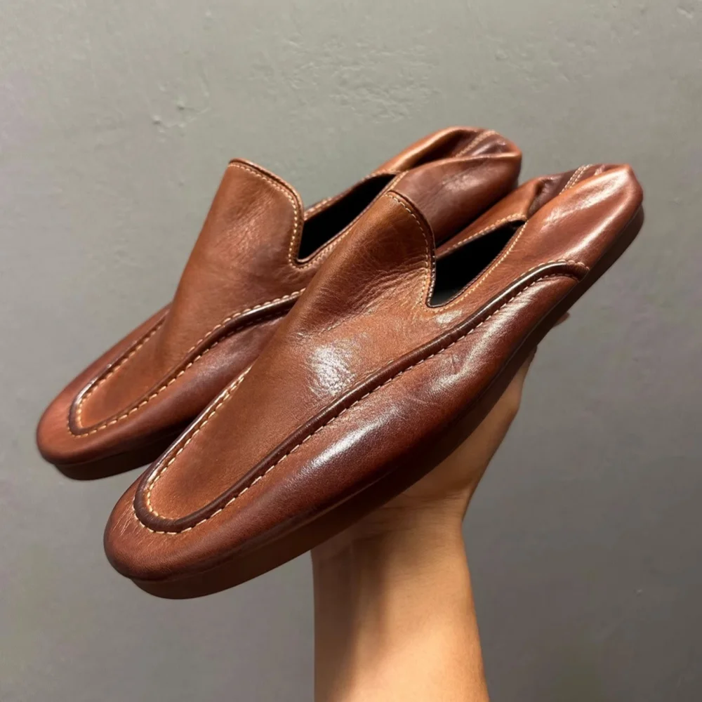 QHCCID Hochwertige Pferdeleder-Loafer Weiches Leder Weiche Sohle Freizeitschuhe Outdoor Herrenschuhe Handgefertigte Herrenschuhe