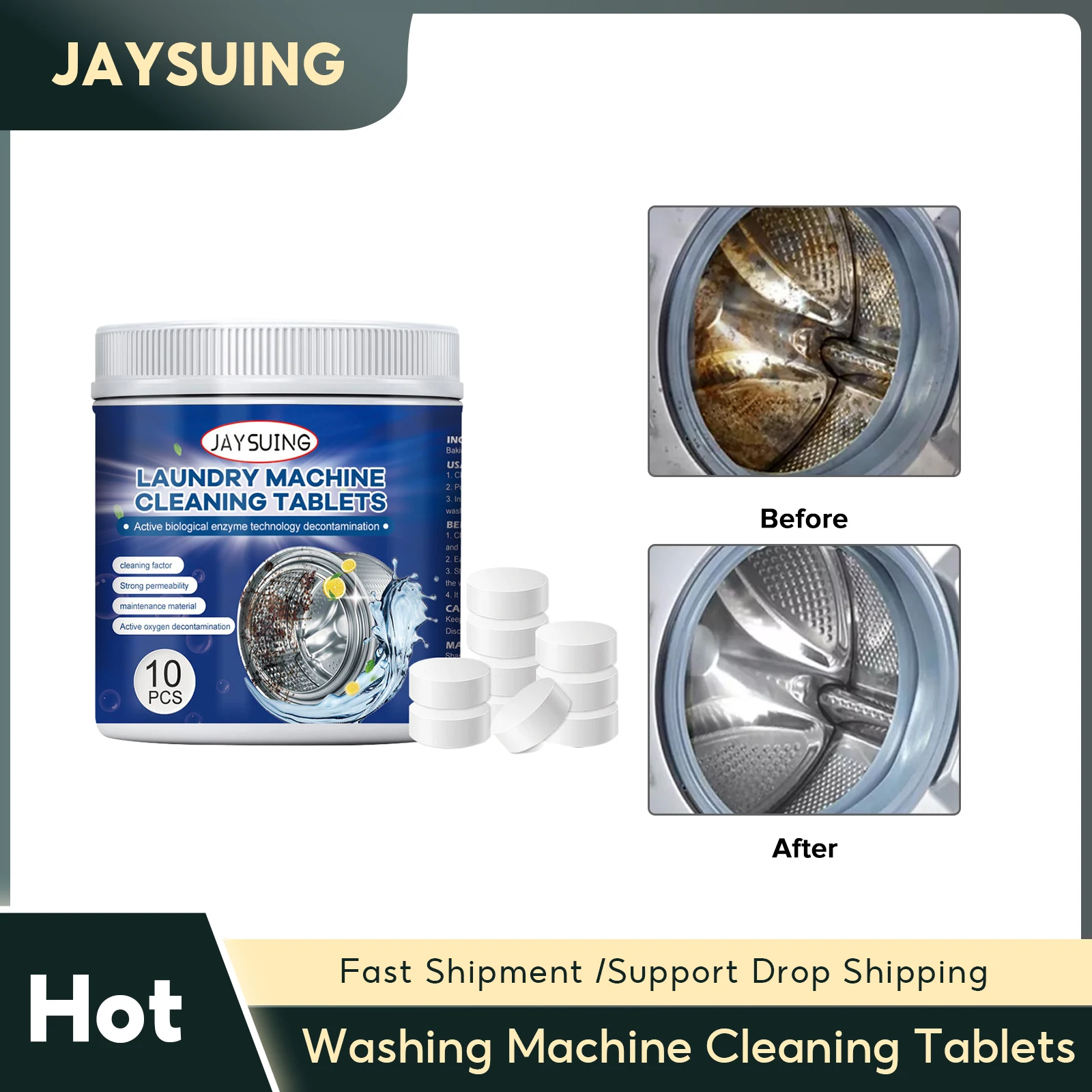 Washing Machine Cleaning Tablets Washer Tank Cleaner Descaler Effervescent Laundry Tablet Odor Remover Washer Cleaning Detergent