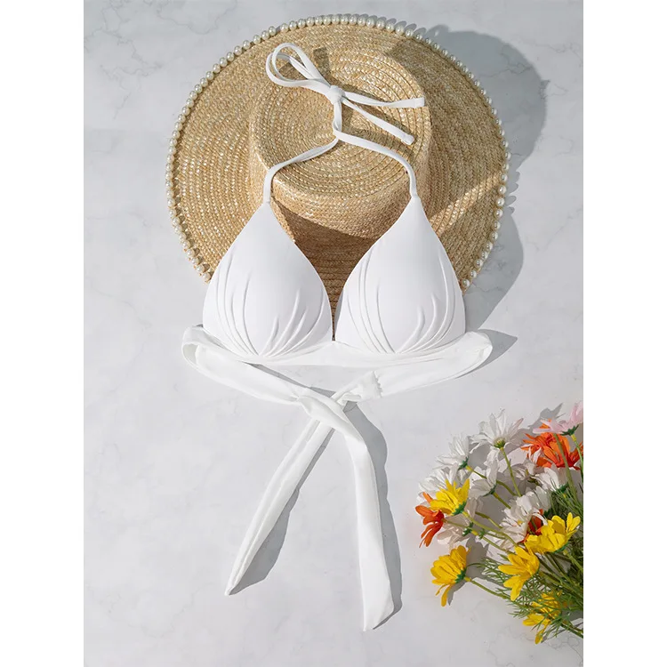 XS - XL New Sexy Push Up Bra Cup Halter Bikini Top Female Swimsuit Women Swimwear Bather Bathing Suit Swim Solid Beach Top