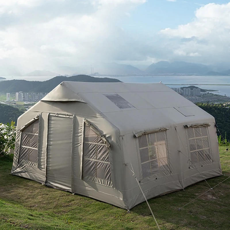 Verdicktes, regensicheres Campingzelt für den Außenbereich, aufblasbar, großer Raum, tragbares Sonnenschutzzelt, bequeme, atmungsaktive Campingplatzunterstände Image