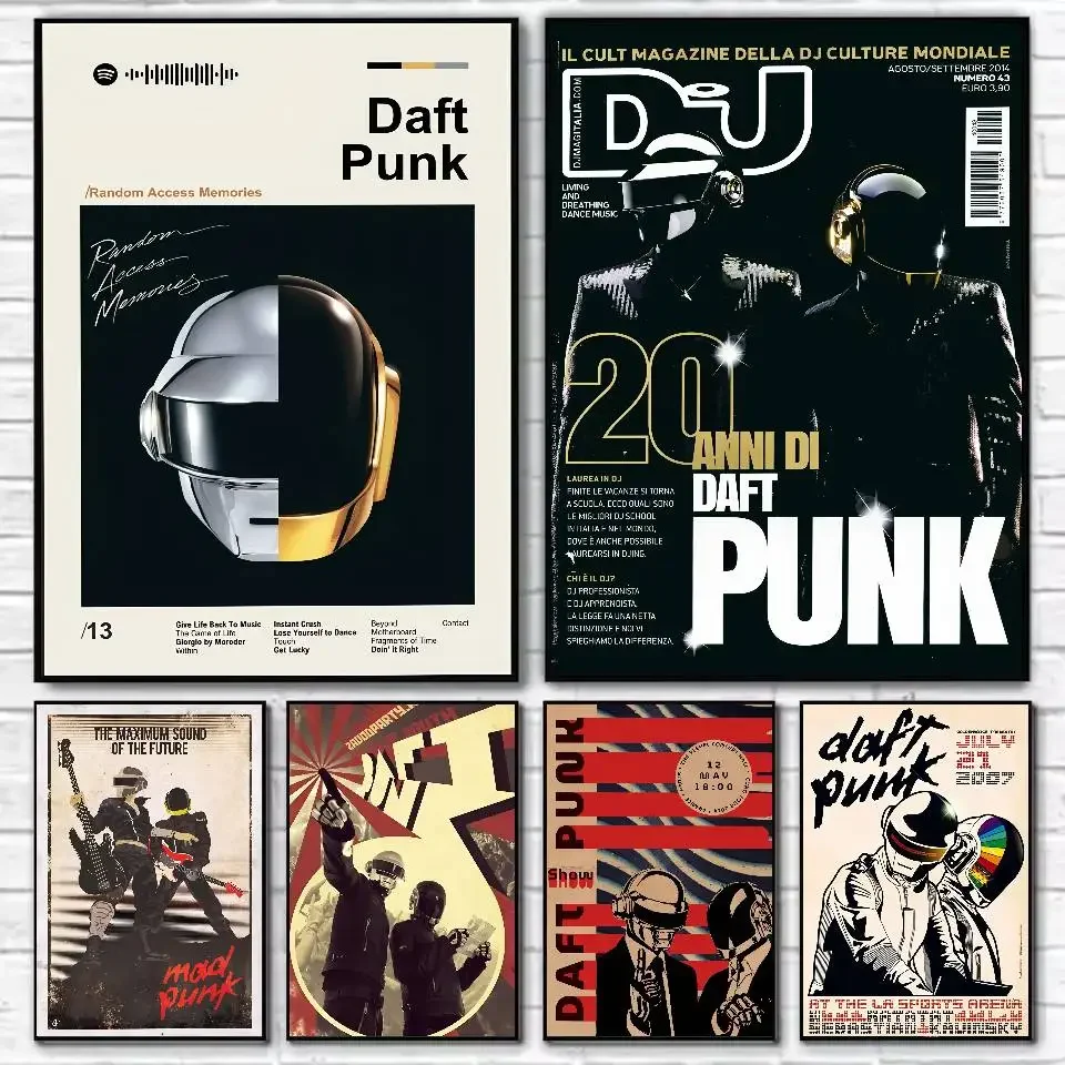 Around The World Daft Punk Poster HD Home Decor Klebrige Wand Wasserdicht Zuhause Wohnzimmer Bar Ästhetisches Dekor