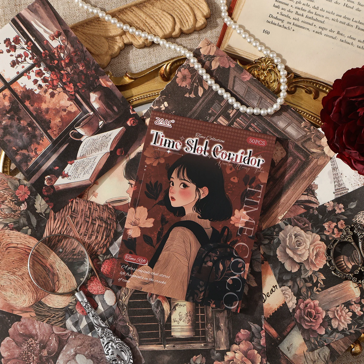 50 Blatt Zeitkorridor-Serie, kreatives Retro-Charakter-Handbuch, Material, Papier, DIY, handgefertigt, Sammelalbum, Collage, ästhetisches Zubehör Image