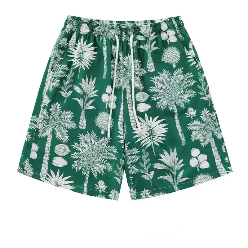 Hawaiianische Strand-Urlaubsshorts für Damen mit Blumendruck, lässige Strandshorts, lockere und nicht über dem Knie, lässige Heimshorts Image