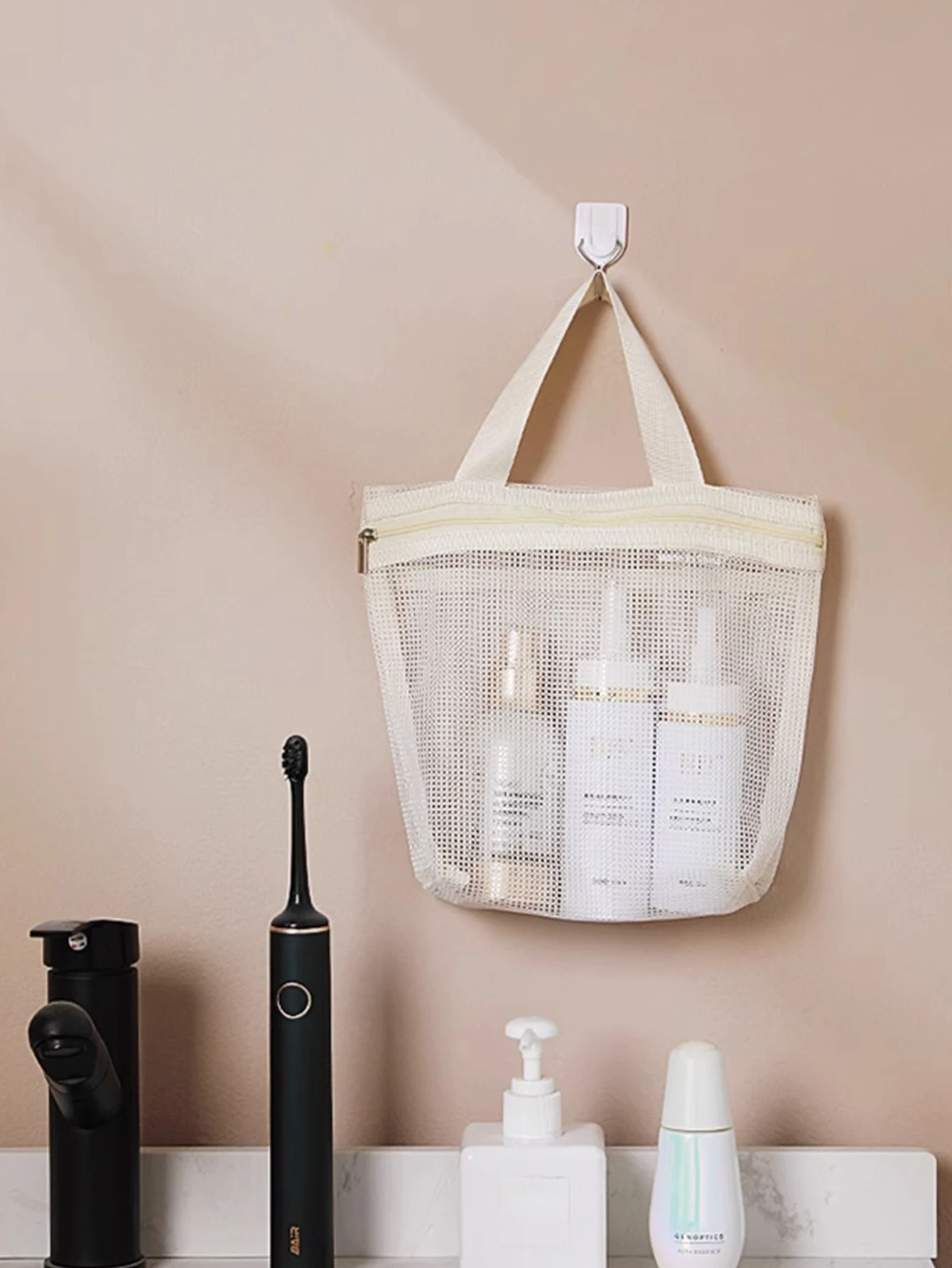 1/2 Stück tragbare hängende Kulturtasche, wasserdichter Dusch-Organizer mit Netztasche für Reisen und Fitnessstudio Image