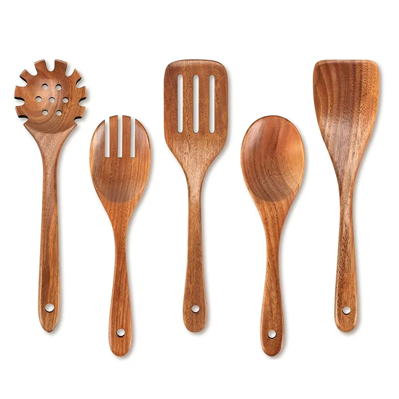 Meilleures cuillères en bois pour la cuisine, ensemble d'ustensiles de cuisine en bois d'acacia, spatule de cuisine en bois lisse et Non toxique, tourneur, cuillère de service