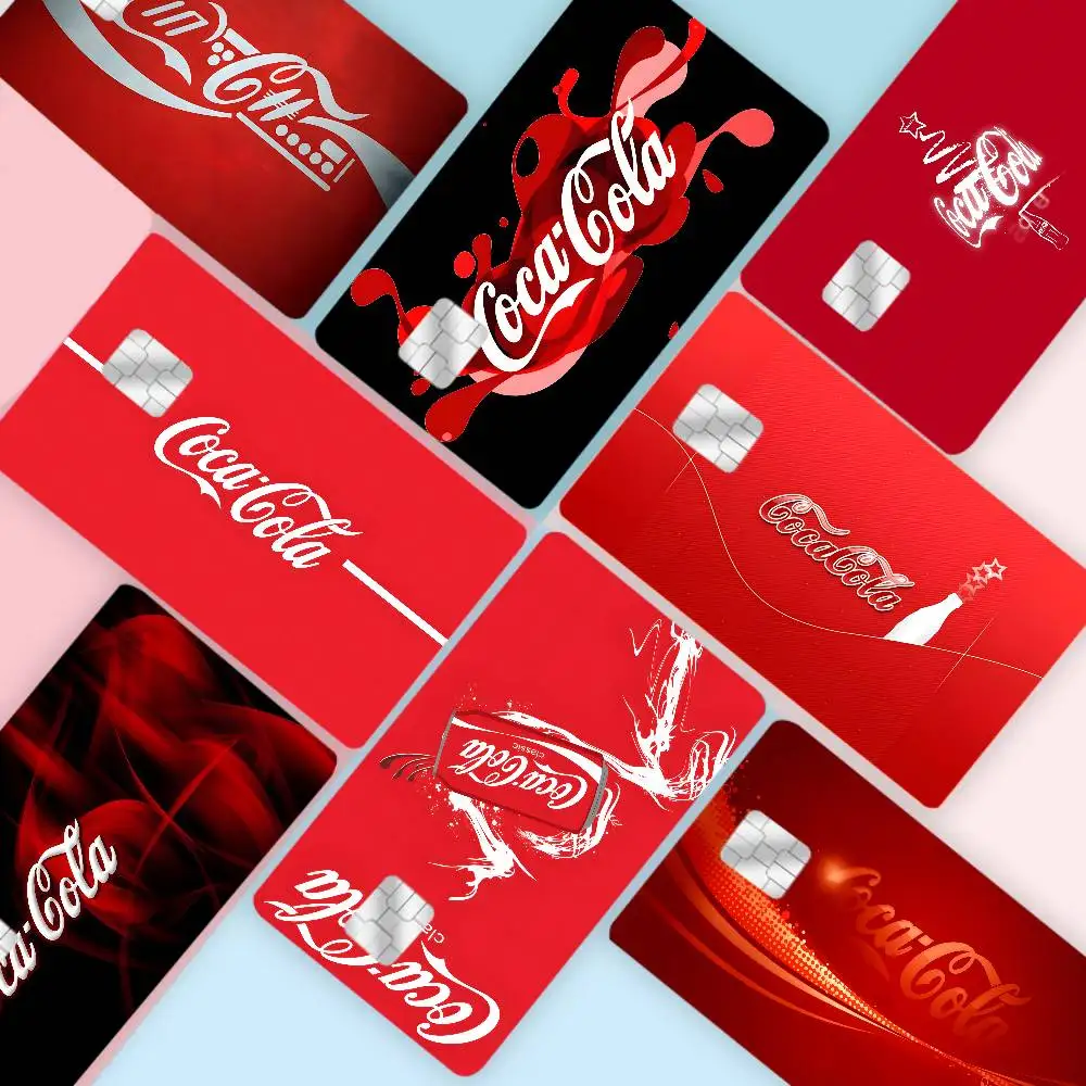 C-Coca-Cola Anime Cartoon Bär Haut Aufkleber Film Klebeband Fall für große Kredit-Debitkarte Vorderseite