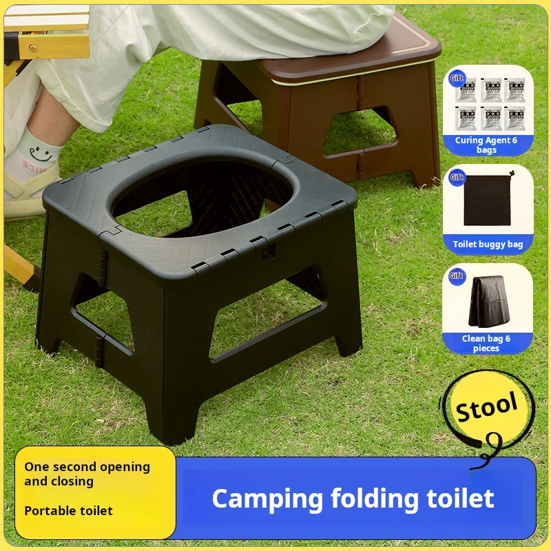 Klappbarer Toilettenhocker, Auto-Campinghocker, tragbarer mobiler Outdoor-Hocker für Erwachsene, Angelhocker, Strandkorb