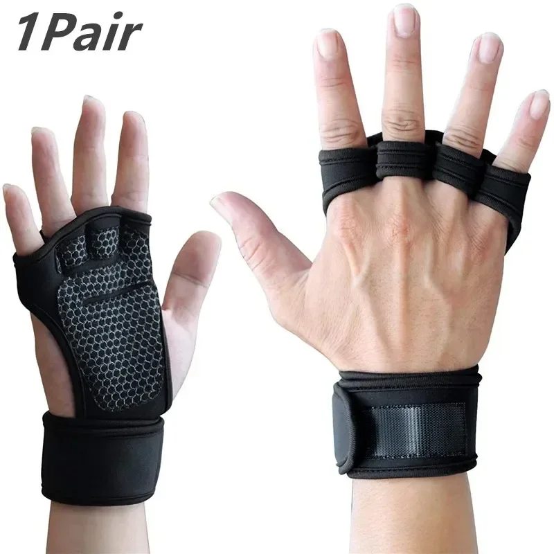 1 Pairs Weightlifting Training Gloves for Men Women Fitness Sports Body Building Gymnastics Gym Hand Wrist Palm Protector Gloves