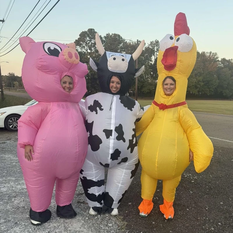 Schwarz-weiß gepunktete Kuh, aufblasbares Cosplay-Kostüm, süßes und lustiges Maskottchen-Kostüm, Halloween, Weihnachten, Party, Performance-Kostüm Image