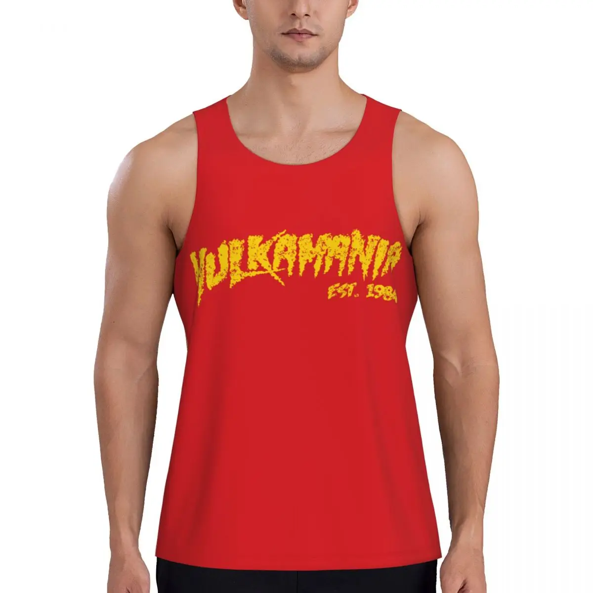 Hulk Hogan Hulkamania Gelb Retro Herren Gym Sportbekleidung Fitness Muskel Ärmelloses Shirt Sommer Bodybuilding Tank Top Radfahren Weste