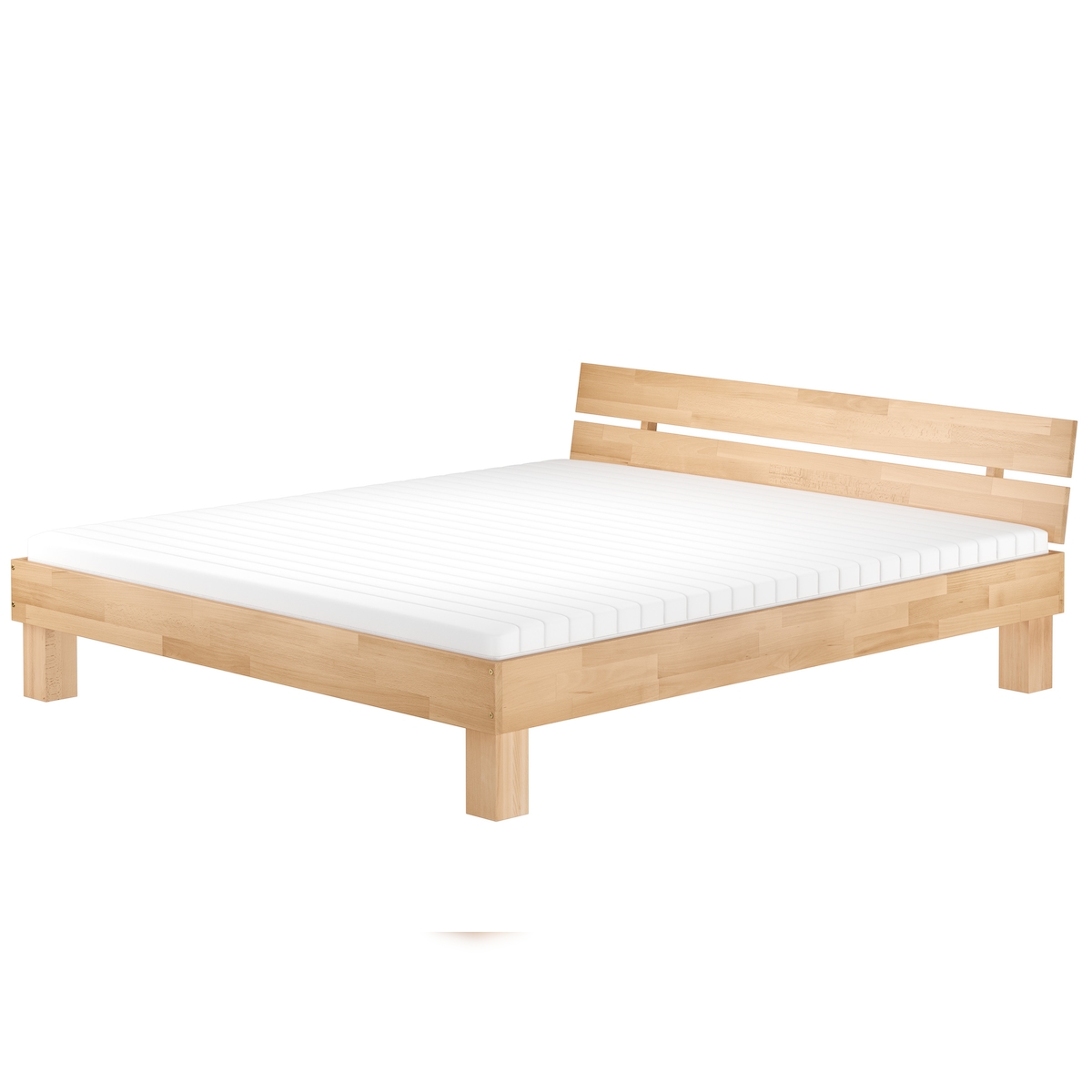 Erst-Holz Doppelbett Buche natur Massivholzbett lackiert 180x200 Futonbett Zubehör wählbar V-60.80-18 Federholzrahmen und Matratze inkl. Image