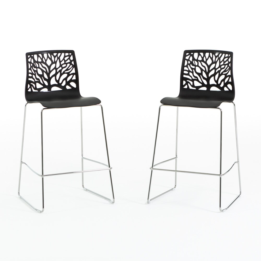 RATTATAN 2er-Set Barhocker aus Polypropylen mit Metallbeinen, modernes und elegantes Design – ideal für Bar, Restaurant oder Küche – Flora XL – Schwarz Image