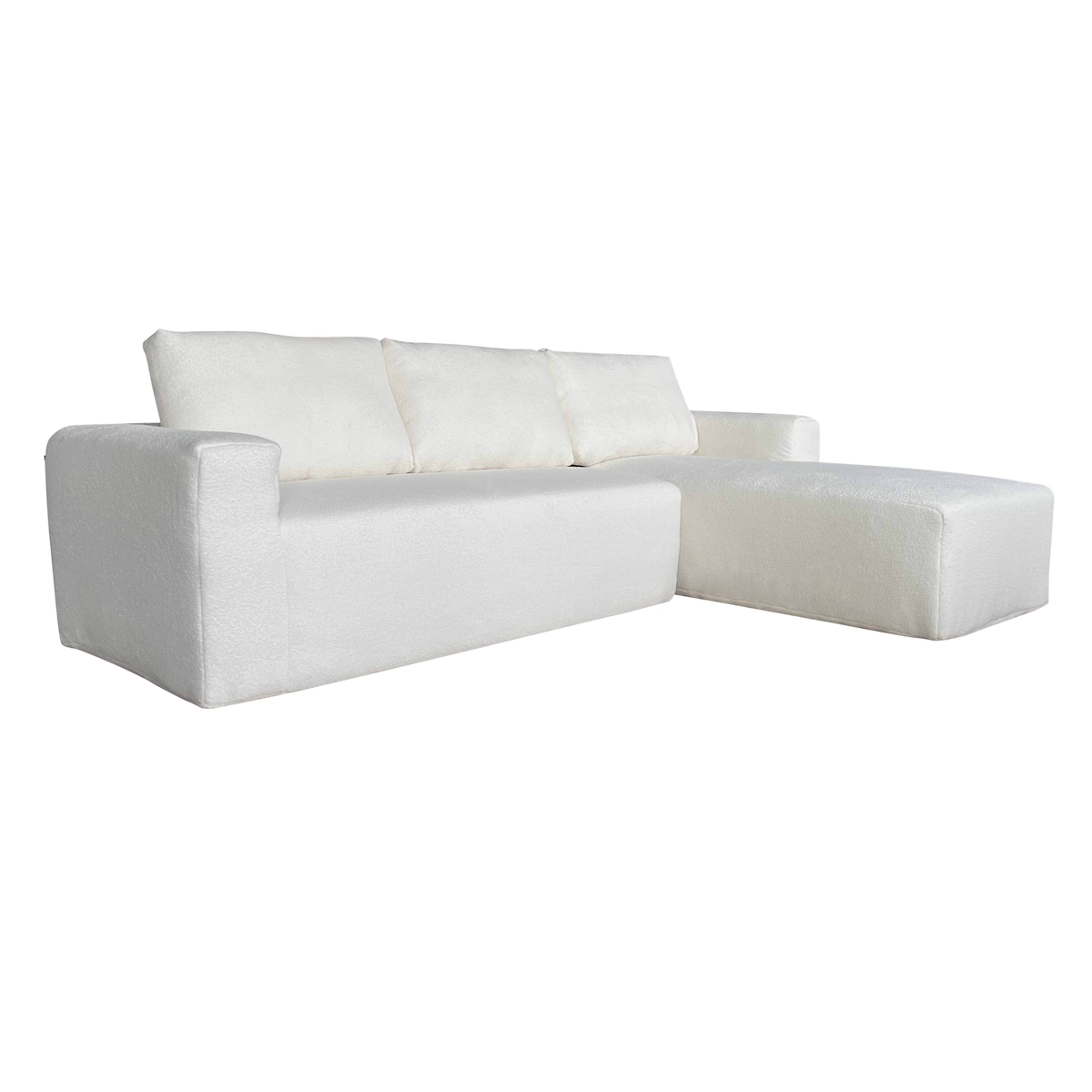 Oviala Business Oviala 4-Sitzer-Ecksofa aus Frottee mit ecrufarbener Chaiselongue Image