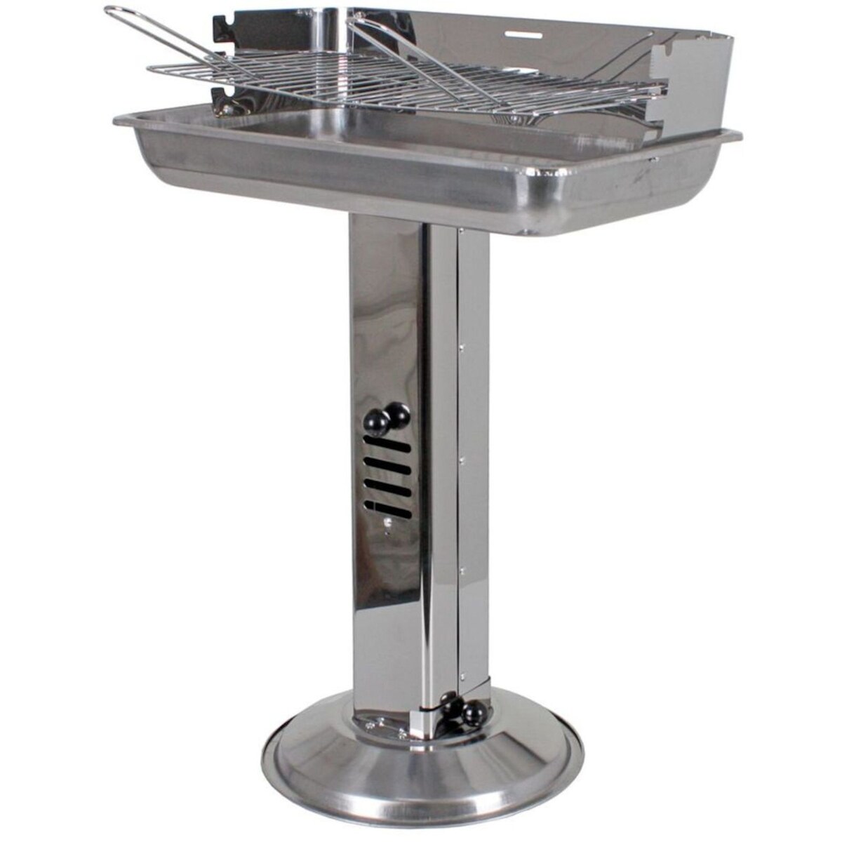 Gravidus Edelstahl Säulengrill mit Windschutz und Aschebehälter eckig 74 cm Image