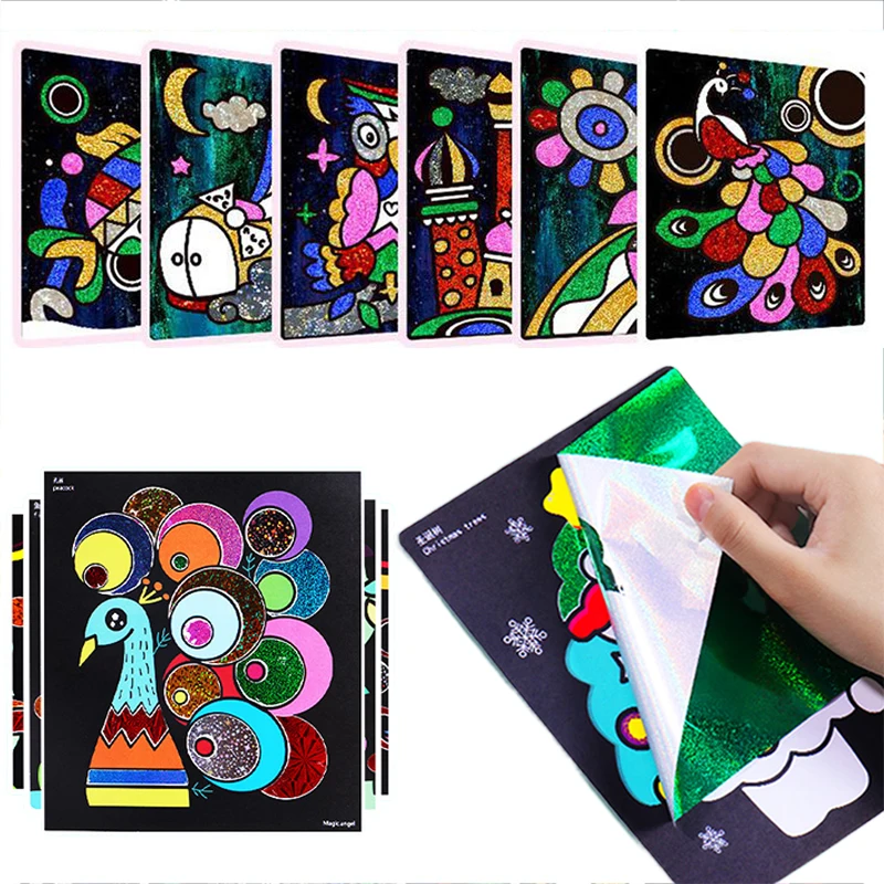 Kinder Magische Malerei Kunst Aufkleber Malerei Handgemachte DIY Transfer Aufkleber Cartoon Bunte Geburtstagsgeschenke für Jungen Mädchen TMZ Image