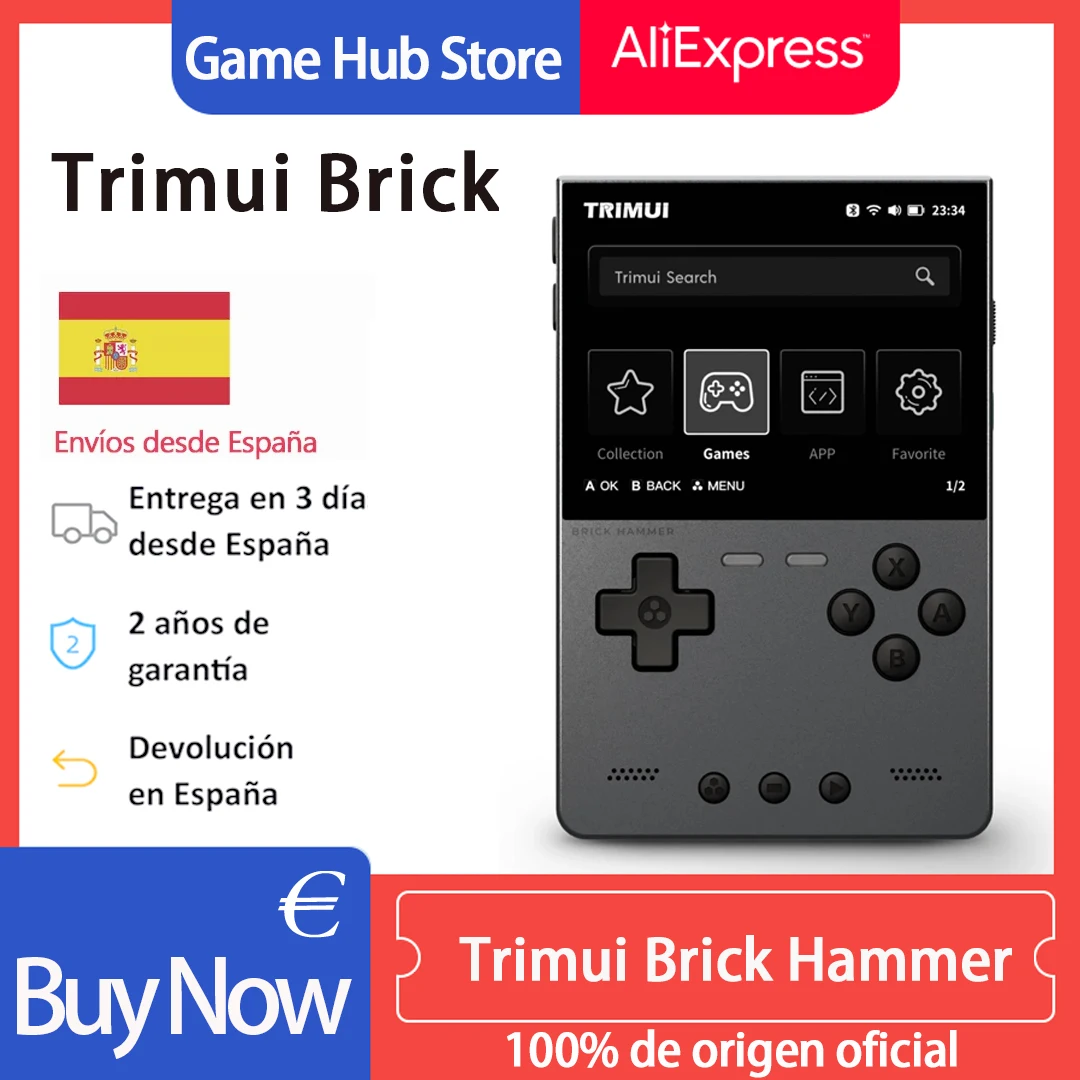 NEUE TRIMUI BRICK Hammer Handheld-Spielekonsole 3,2'' IPS-Bildschirm Linux-System Metallgehäuse Schlüssel LED-Beleuchtung Kostenlose Schlüsselkappe Geschenke Image
