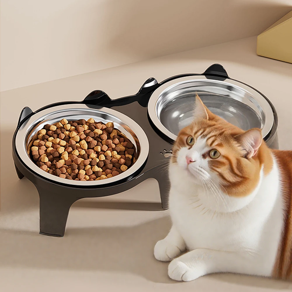 Bol de nourriture et d'eau pour chat en acier inoxydable, avec conception Anti-pointe, grande capacité, conception facile à manger pour animal de compagnie, chien, chat, bol de nourriture, 1 pièce