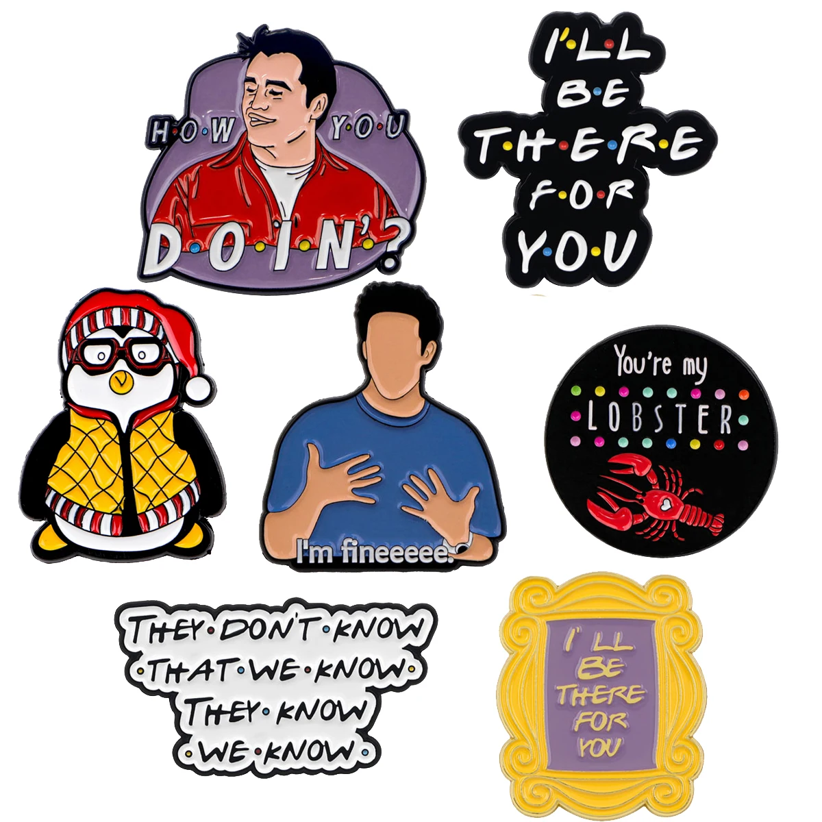 Friends TV SHOW Broschen für Frauen, niedliche Pinguine, Emaille-Anstecknadel, Metallabzeichen, Schmuck, Kleidung, Rucksack, Zubehör, Fans, Geschenk Image