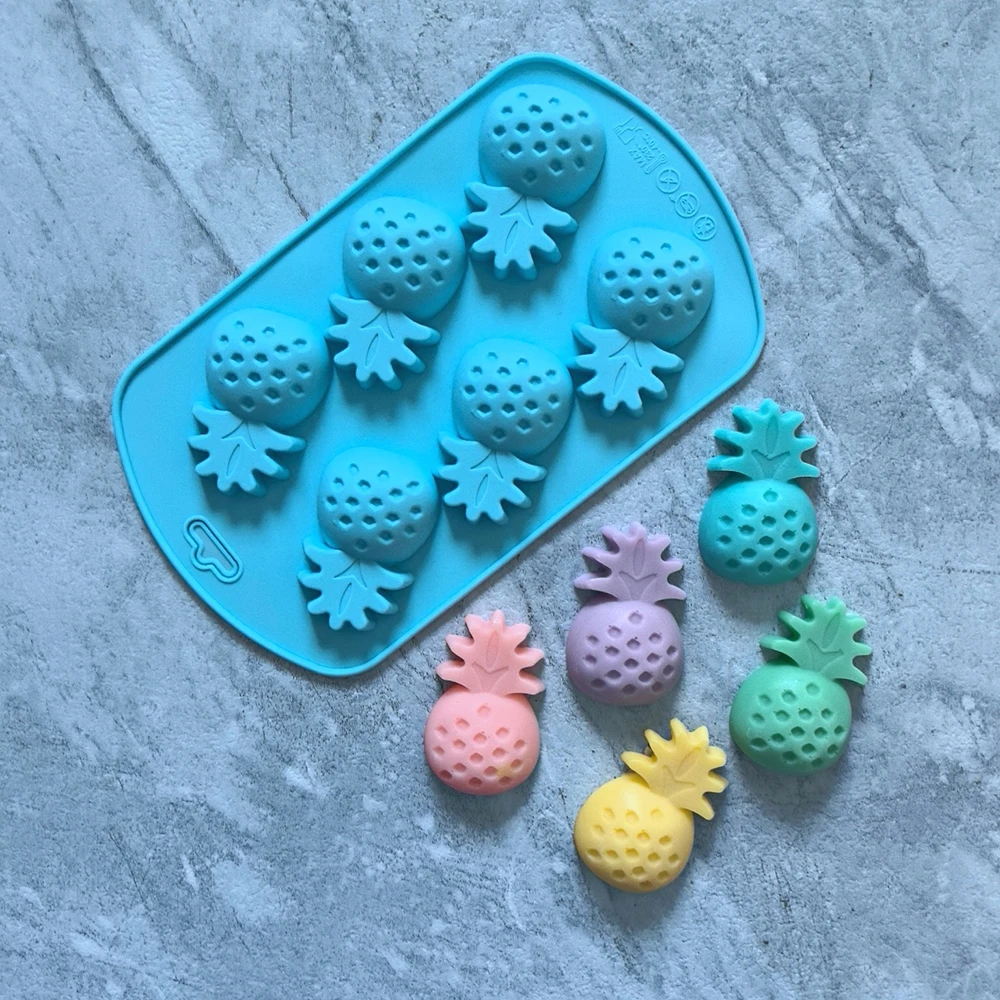 1 Stück kleine ananasförmige Flip-Zucker-Schokoladen-Silikonform mit 6 Mulden zum Selbermachen von Schokolade, Süßigkeiten, Pudding, Keksen, Eiswürfel
