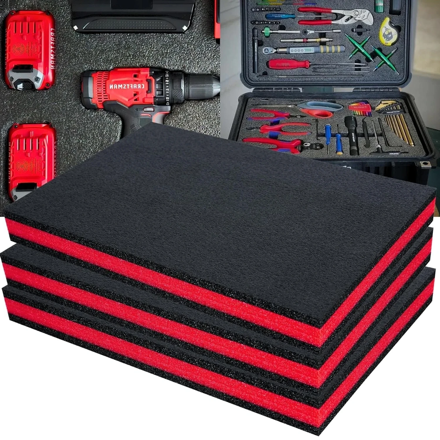 Boîte à outils en mousse – Inserts en mousse pour étuis, mousse de coupe en mousse d'ombre pour boîtes à outils, boîtes à outils, valises de vol et stockage d'outils