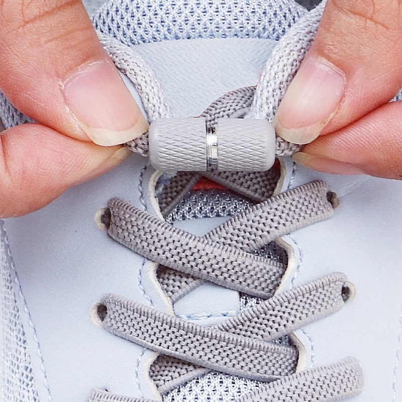 Schnürsenkel mit Metallkapsel-Schnalle, ohne Bänder, Sneaker-Flats, elastische Schnürsenkel, für Kinder und Erwachsene, Schnürsenkel zum Ein-/Aus-Schnürsenkel, 1 Paar/2 Paar Image