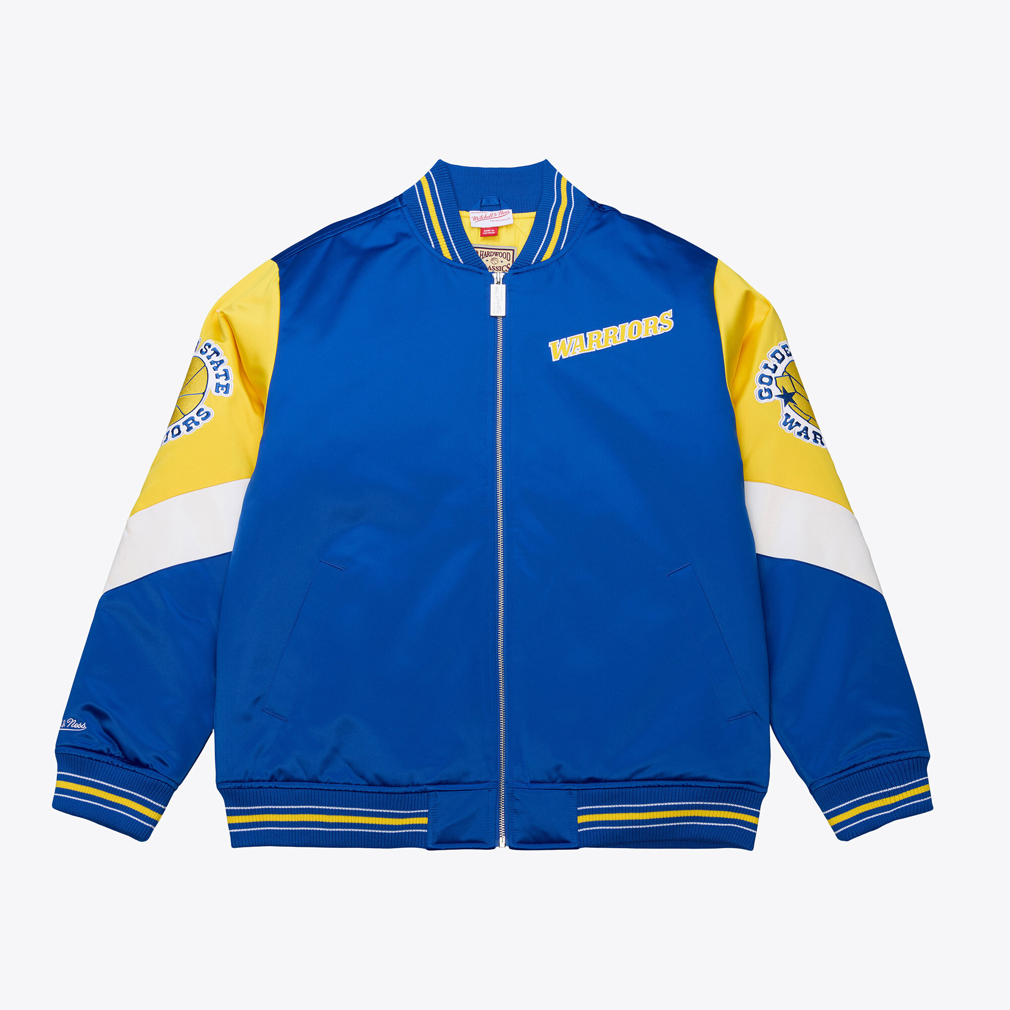 Golden State Warriors Mitchell & Ness Schwere Satin Jacke – Herren Image
