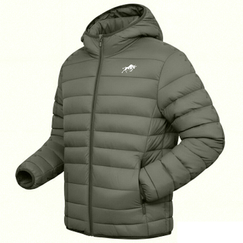 Men's Graphic Bull Winter Coat Down Jacket Puffer Jacket Thermal Warm Rain Waterproof Lightweight Casual Outdoor Daily Padded Quilted Hooded Jacket Fall Winter Long Sleeve Black Red Army Green