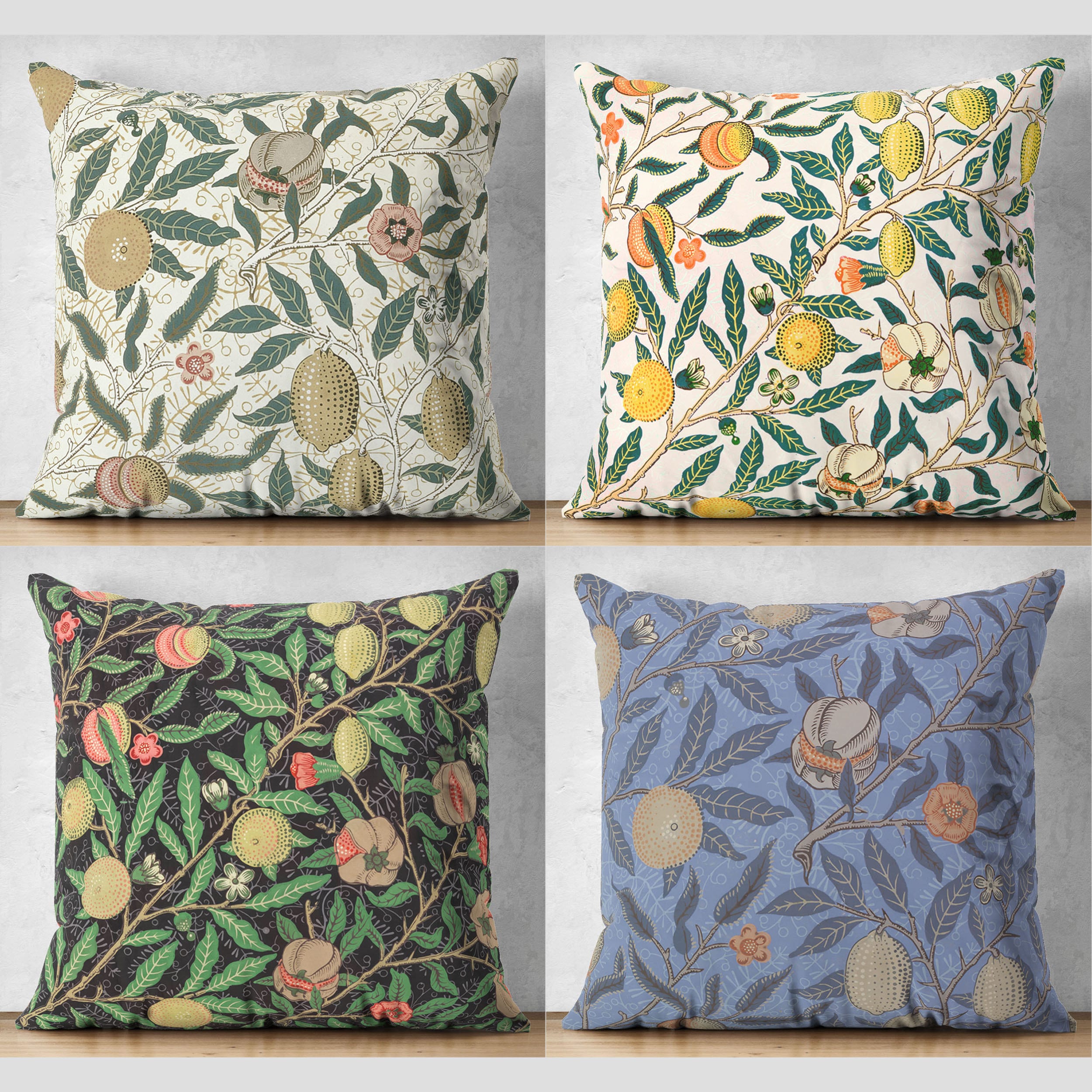 Fodera per cuscino floreale William Morris - Fodera per cuscino in lino - Motivo albero di limone, Fodera per cuscino lombare, Fodera per cuscino clas