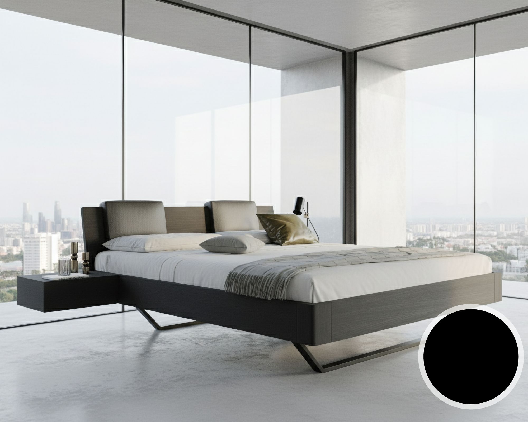 BlackWood »Dolce Vita IV BLACK-EDITION« Massivholzbett 200x200 cm / Wildeiche schwarz / ohne Kissen Image