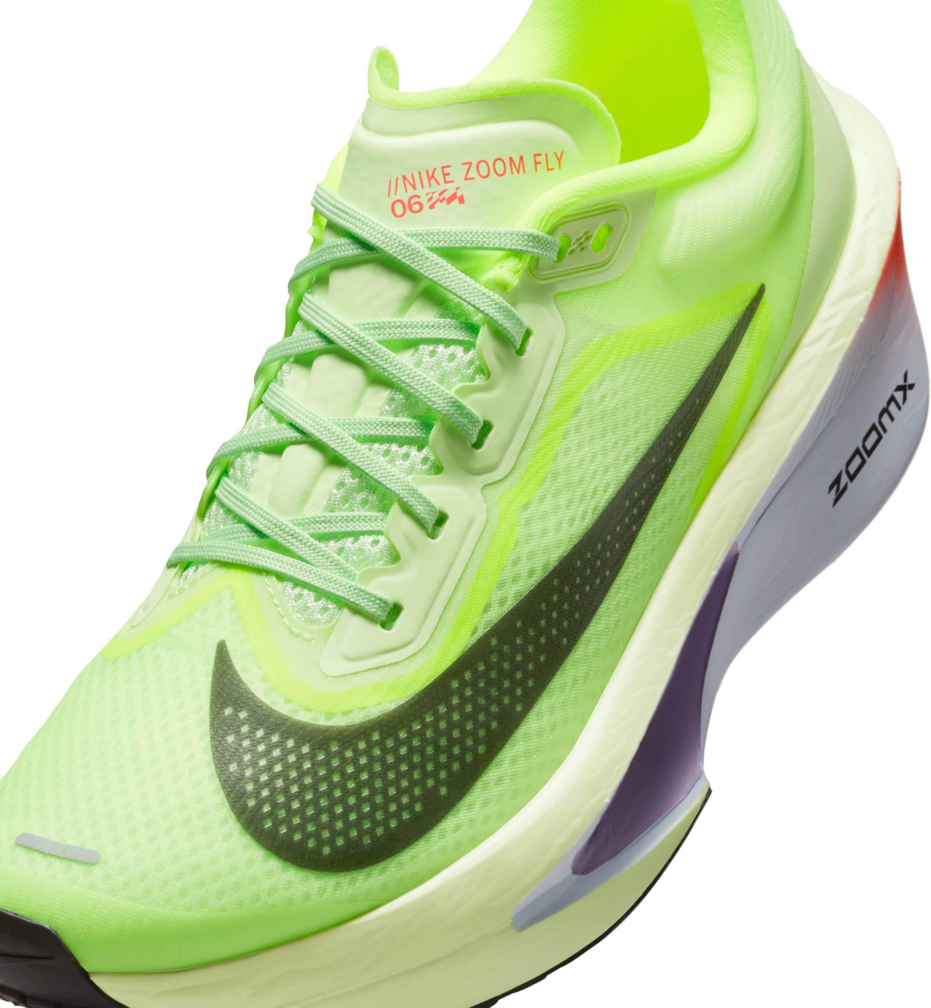 Laufschuh NIKE "W ZOOM FLY 6", Damen, Gr. 42, barely volt, off noir, volt, blau tint, Synthetik, Textil, Schuhe Laufschuh