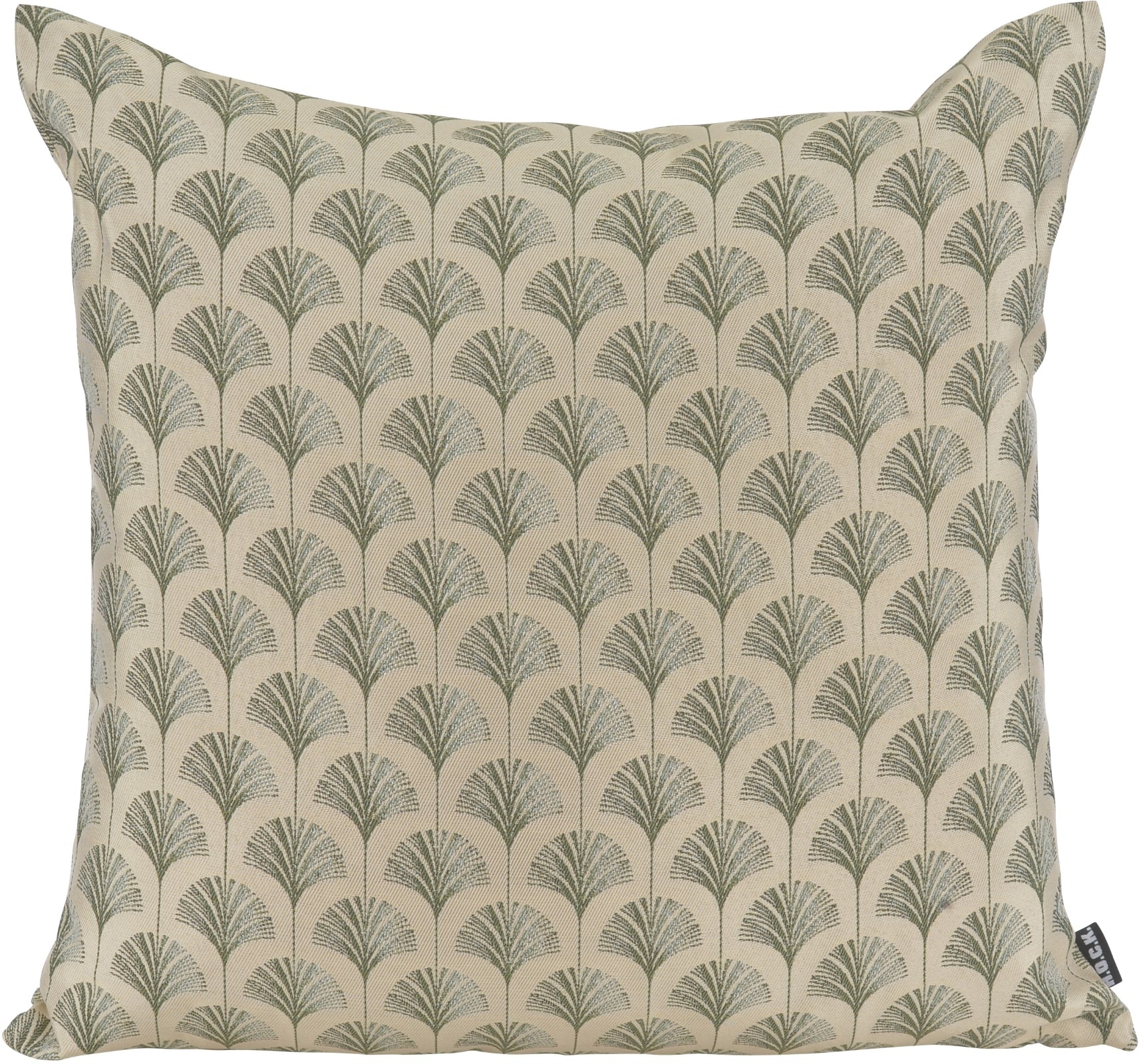 Dekokissen H.O.C.K. "Erny", beige, gemustert, B:50cm H:10cm L:50cm, Obermaterial: 100% Polyester. Füllung: 100% Polyester, Dekokissen_Sitzkissen_Kissenhüllen, Sofakissen inkl. Füllung, 50x50cm, Dekokissen, Gingko-Muster