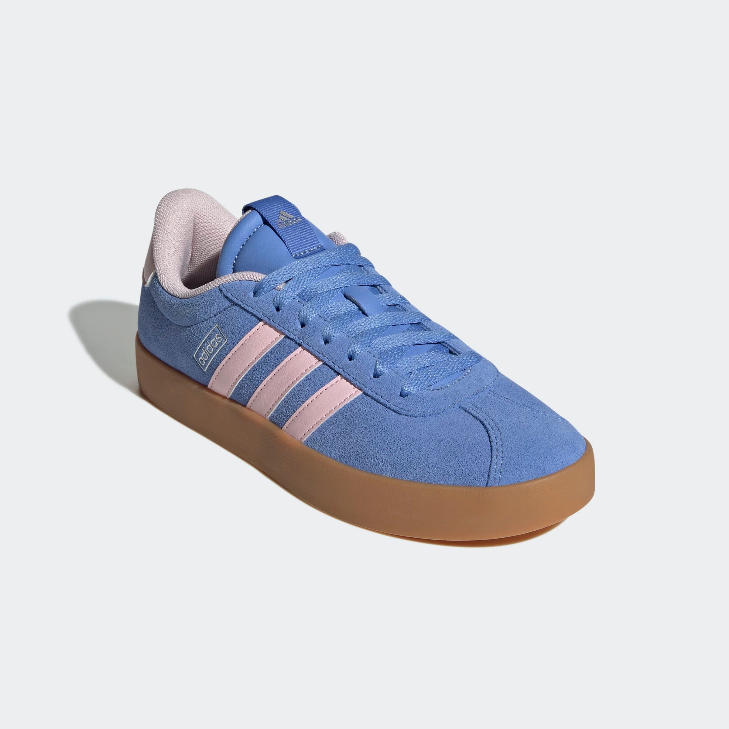Sneaker ADIDAS SPORTSWEAR "VL COURT 3.0", Gr. 40, blau fusion, clear pink, silber metallic, Leder, Synthetik, Schuhe Sneaker, inspiriert vom Design des adidas samba
