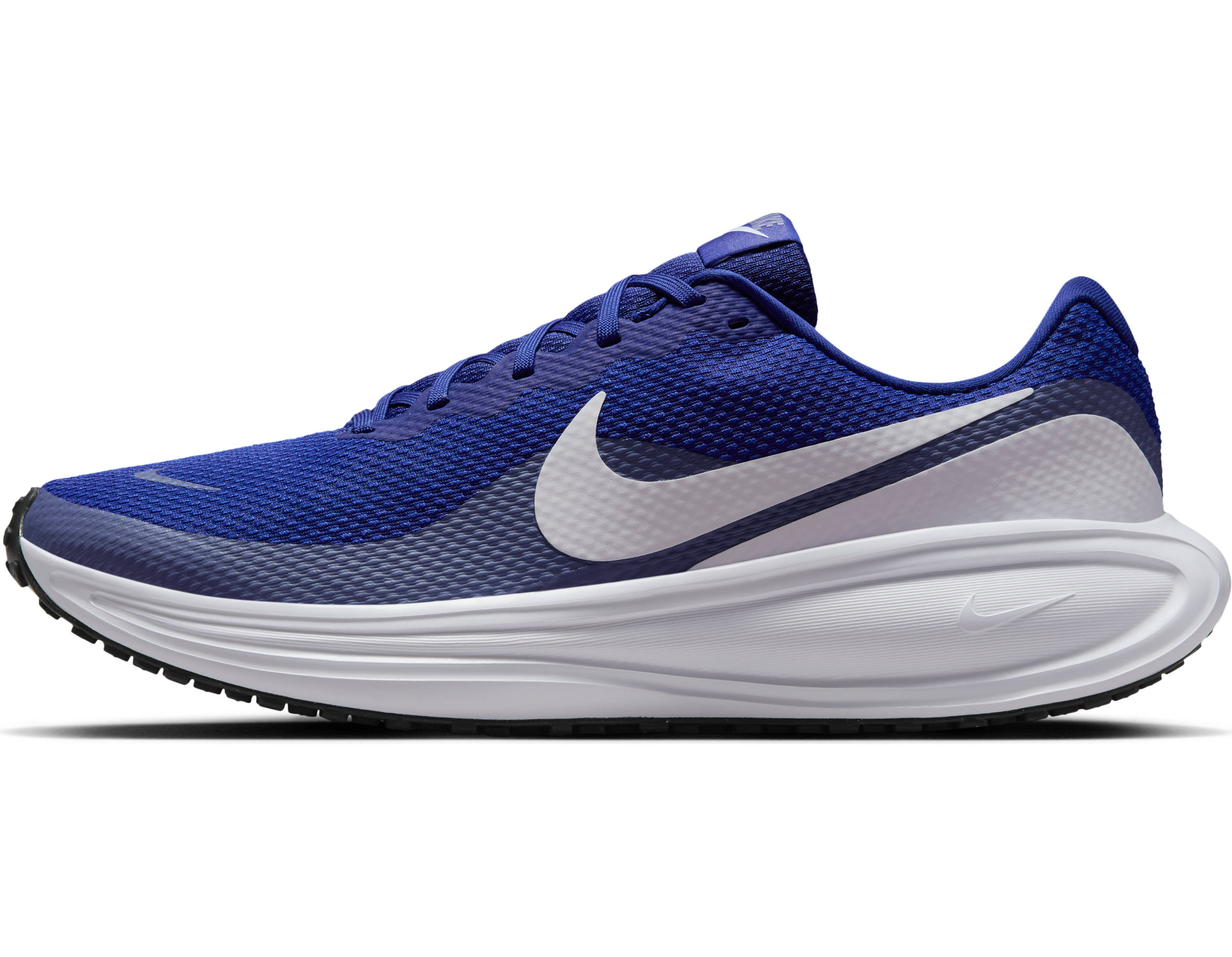 Laufschuh NIKE "NIKE REVOLUTION 8", Herren, Gr. 44,5, deep royal blau, weiß, world indigo, schwarz, Synthetik, Textil, Schuhe Laufschuh