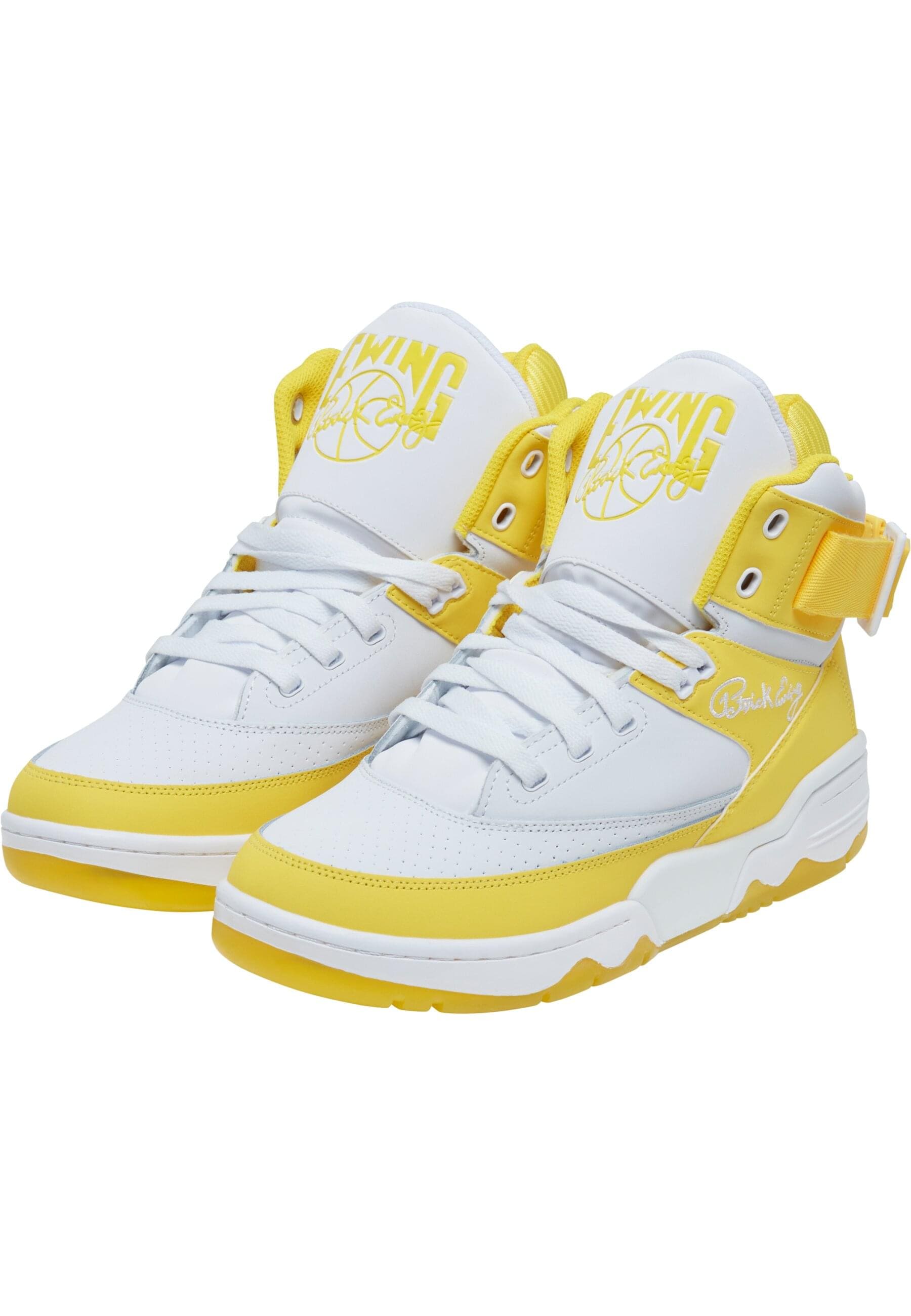 Trainingsschuh EWING "Ewing EWING 33 HI", Damen, Gr. 10.5, weiß, vibrant gelb, vibrant gelb, Leder, Schuhe